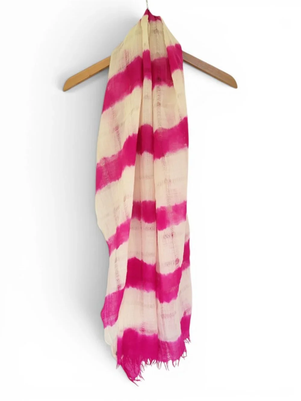 J. Crew Light & Airy Magenta Pink Raw Edge Wool Shibori Scarf